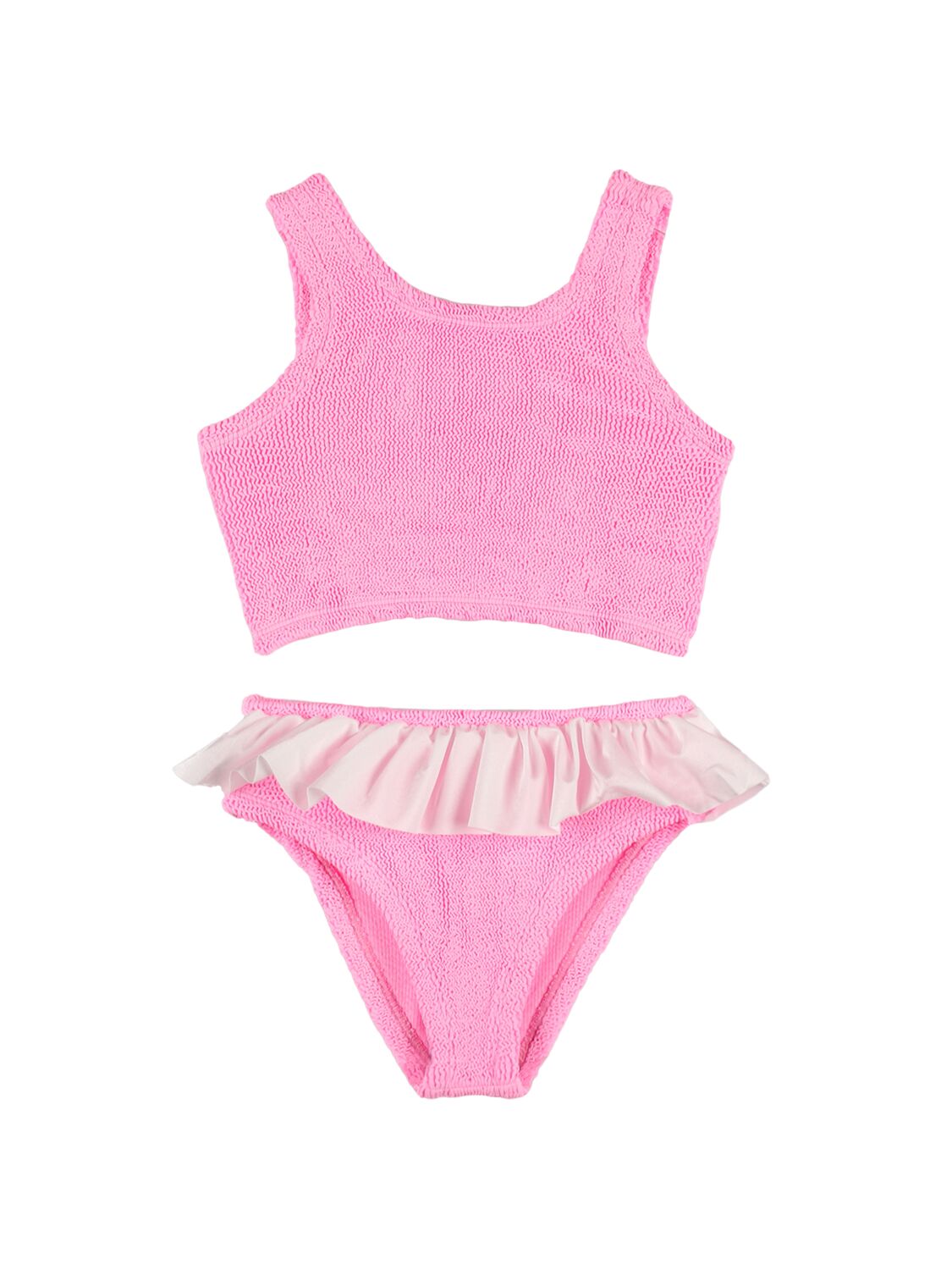 Hunza G Kids' Lycra Bikini W/ Ruffle In Pink