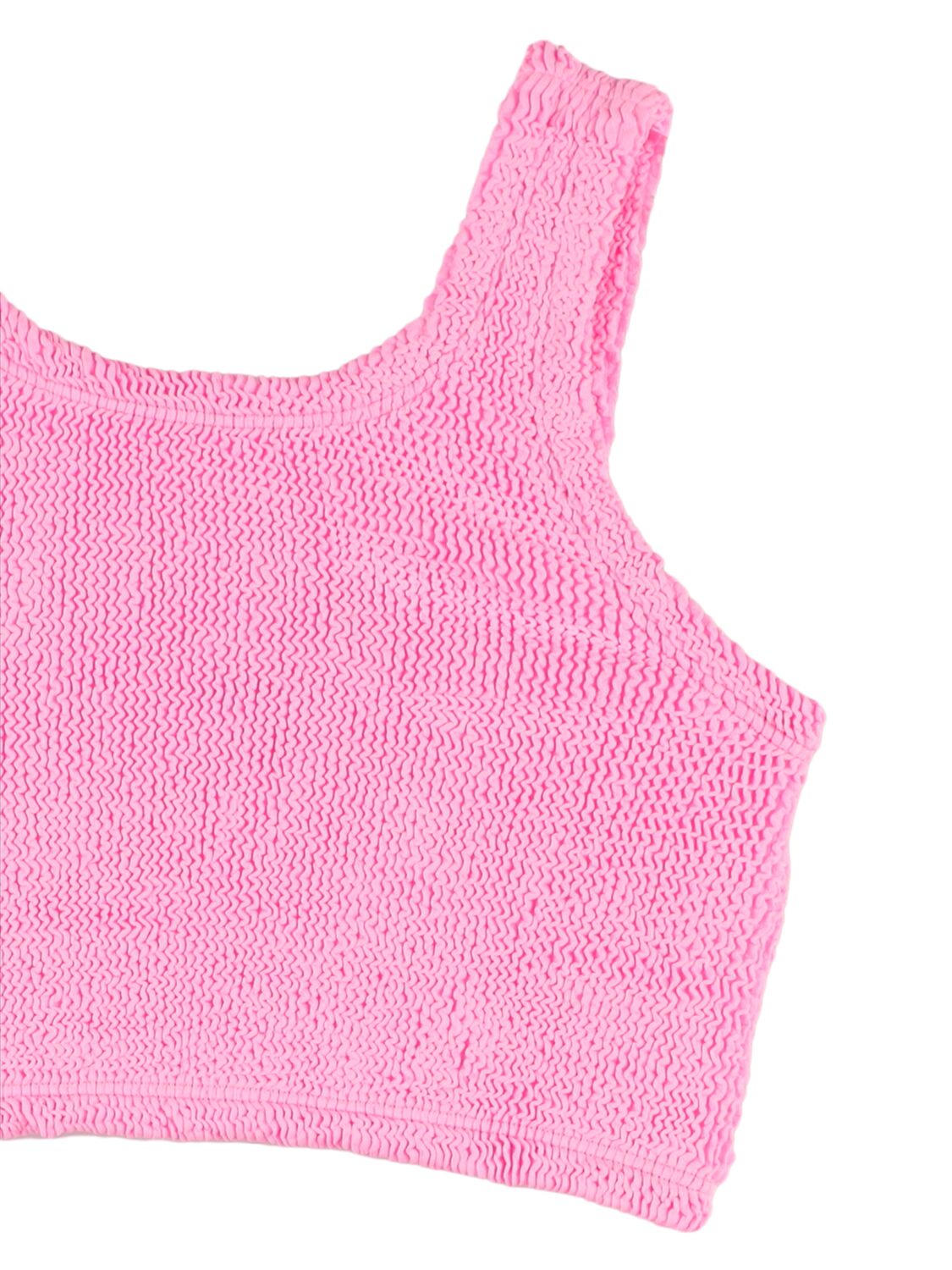 Shop Hunza G Lycra Bikini W/ Ruffle In Pink