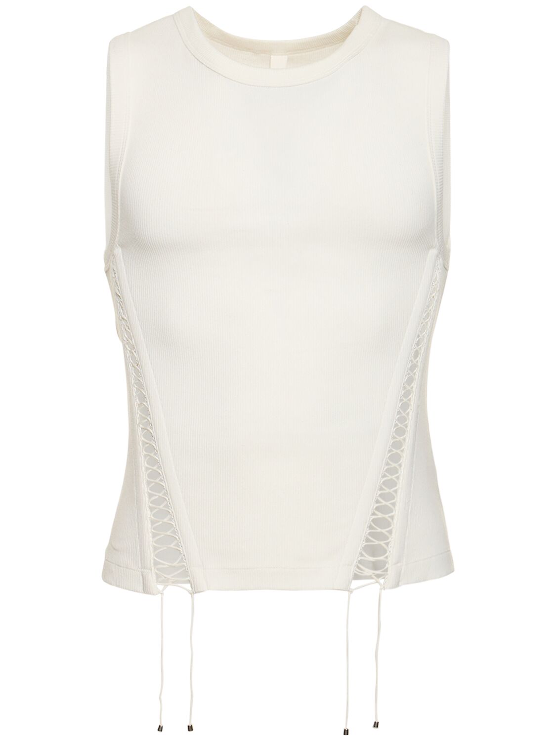 Shop Dion Lee Picot Stretch Cotton Tank Top In Ivory