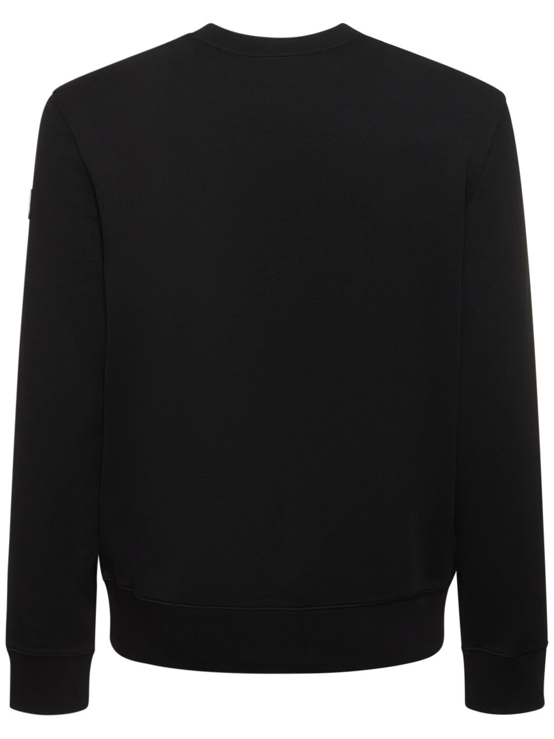 Shop Moncler Logo Patch Cotton Crewneck Sweatshirt In Black