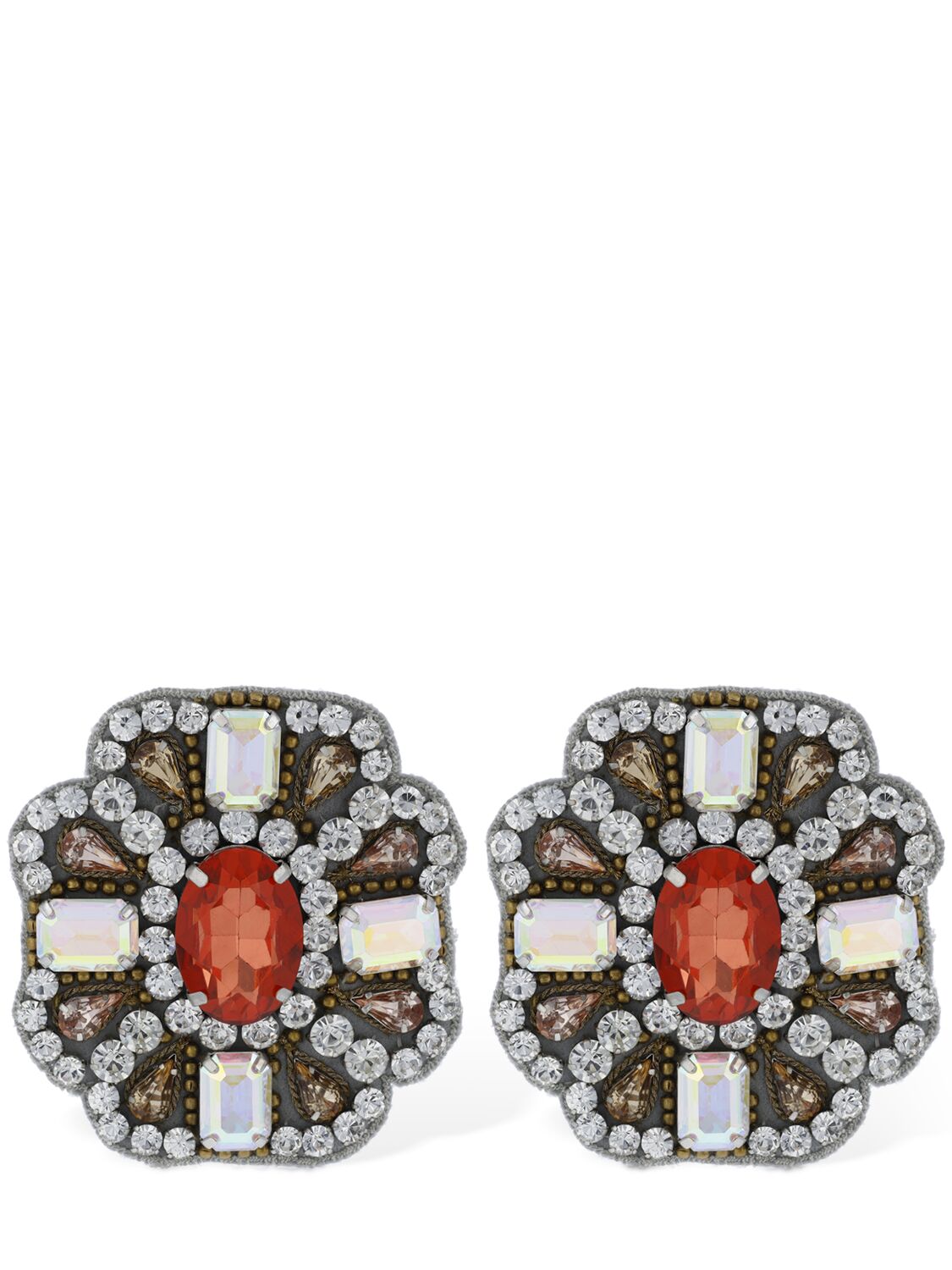 Moschino Crystal Clip-on Earrings In Multi,crystal
