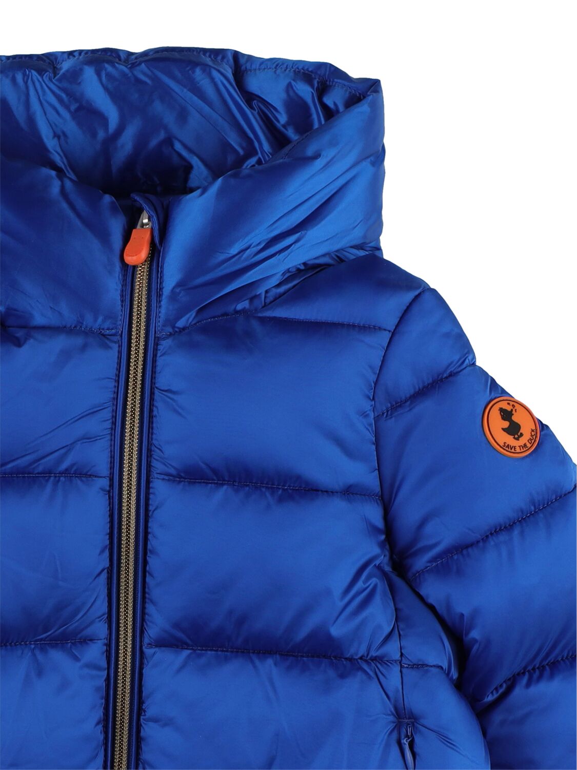 Shop Save The Duck Hooded Nylon Puffer Jacket In Royal Blue