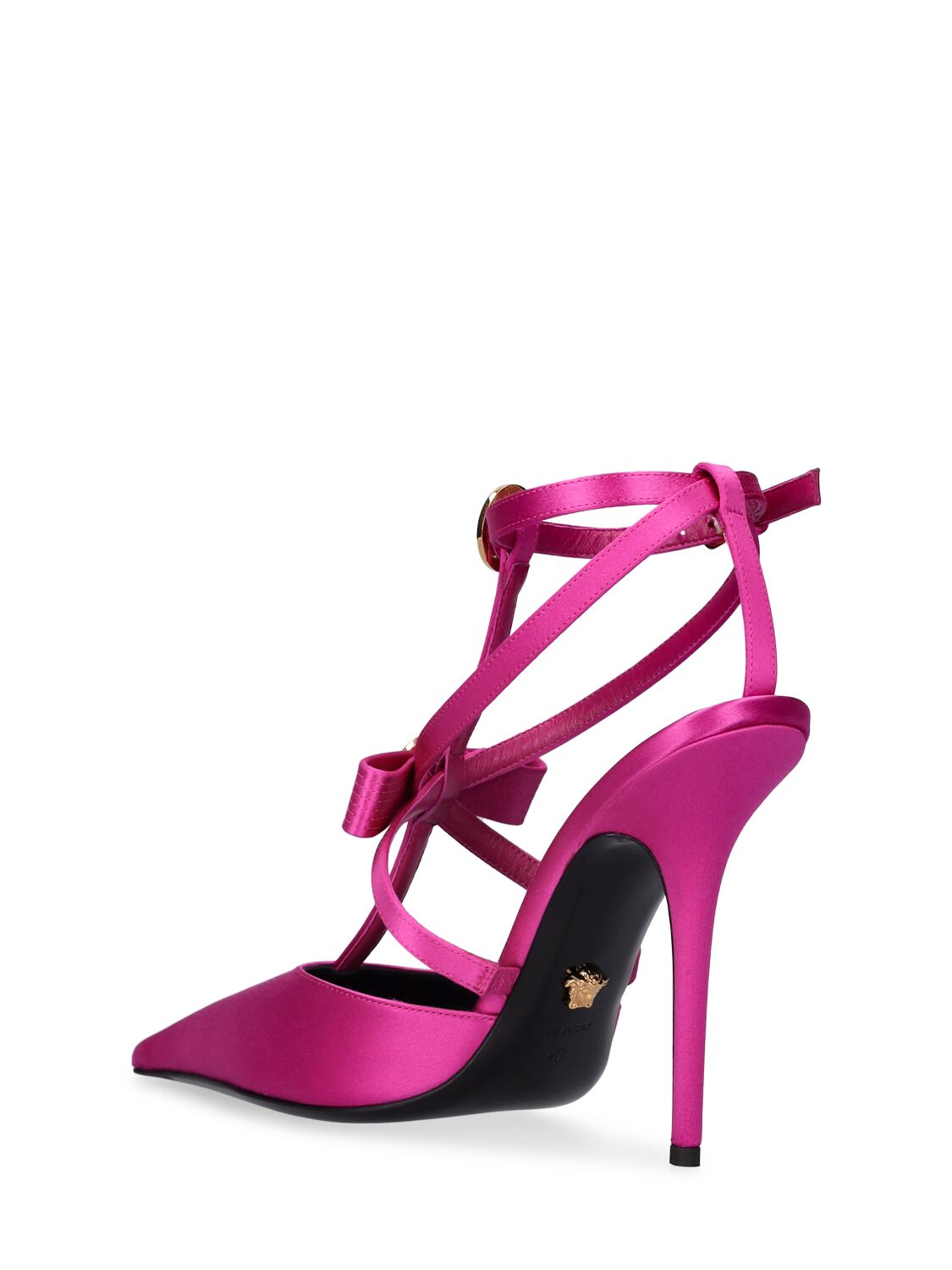 Versace Gianni Bow-detail Satin Pumps In Fuchsia