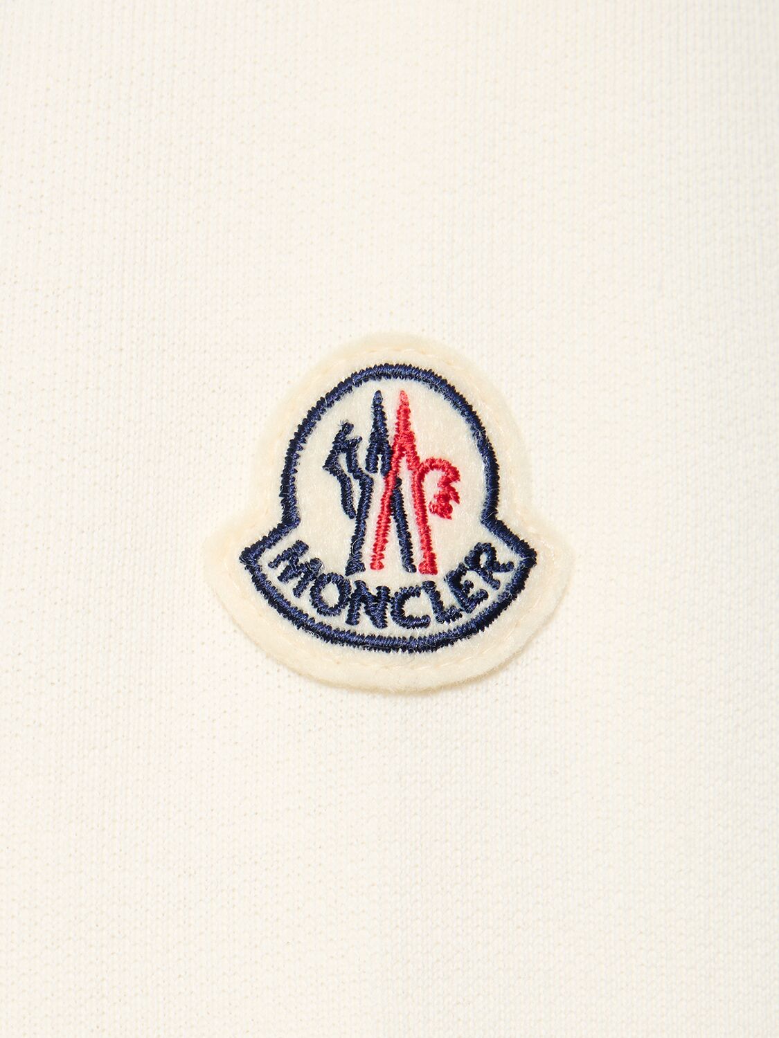 Shop Moncler Logo Patch Cotton Crewneck Sweatshirt In Bright White