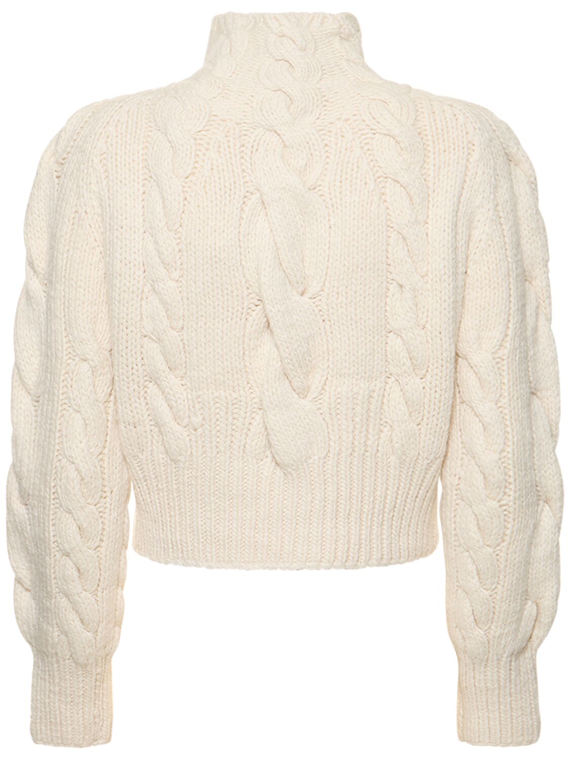 Shop Zimmermann Luminosity Cable Knit Wool Sweater In White