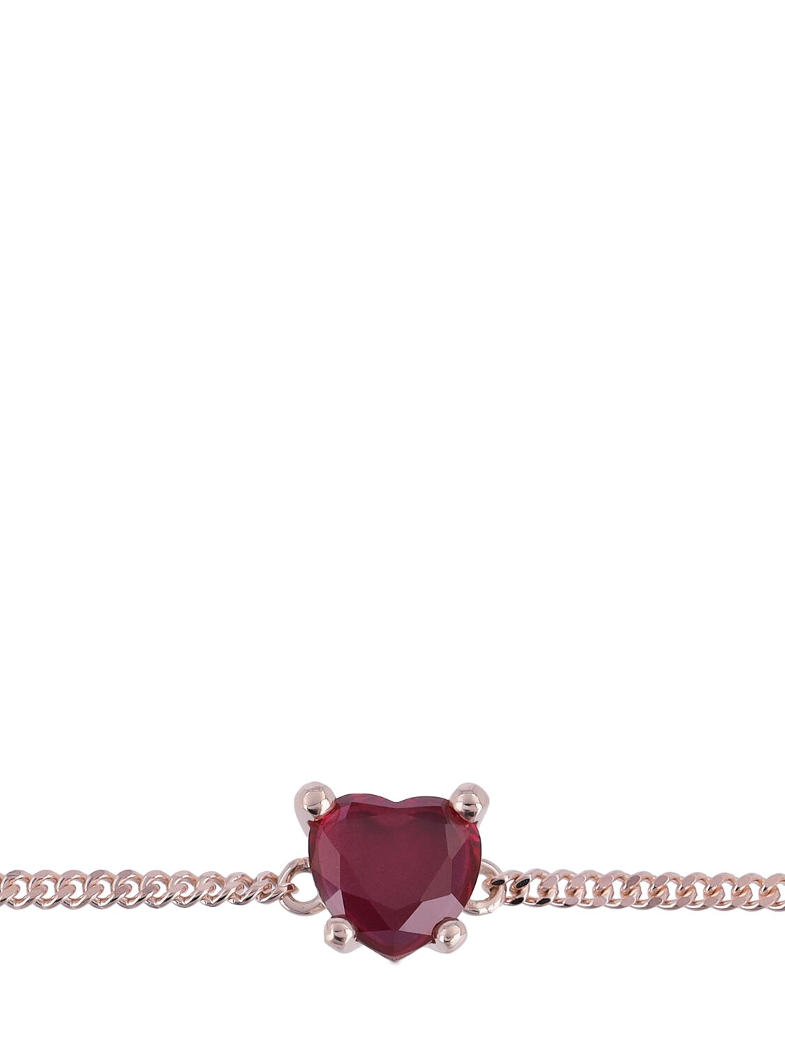 Shop Dodo 9kt Heart Synthetic Ruby Bracelet In Gold,fuchsia