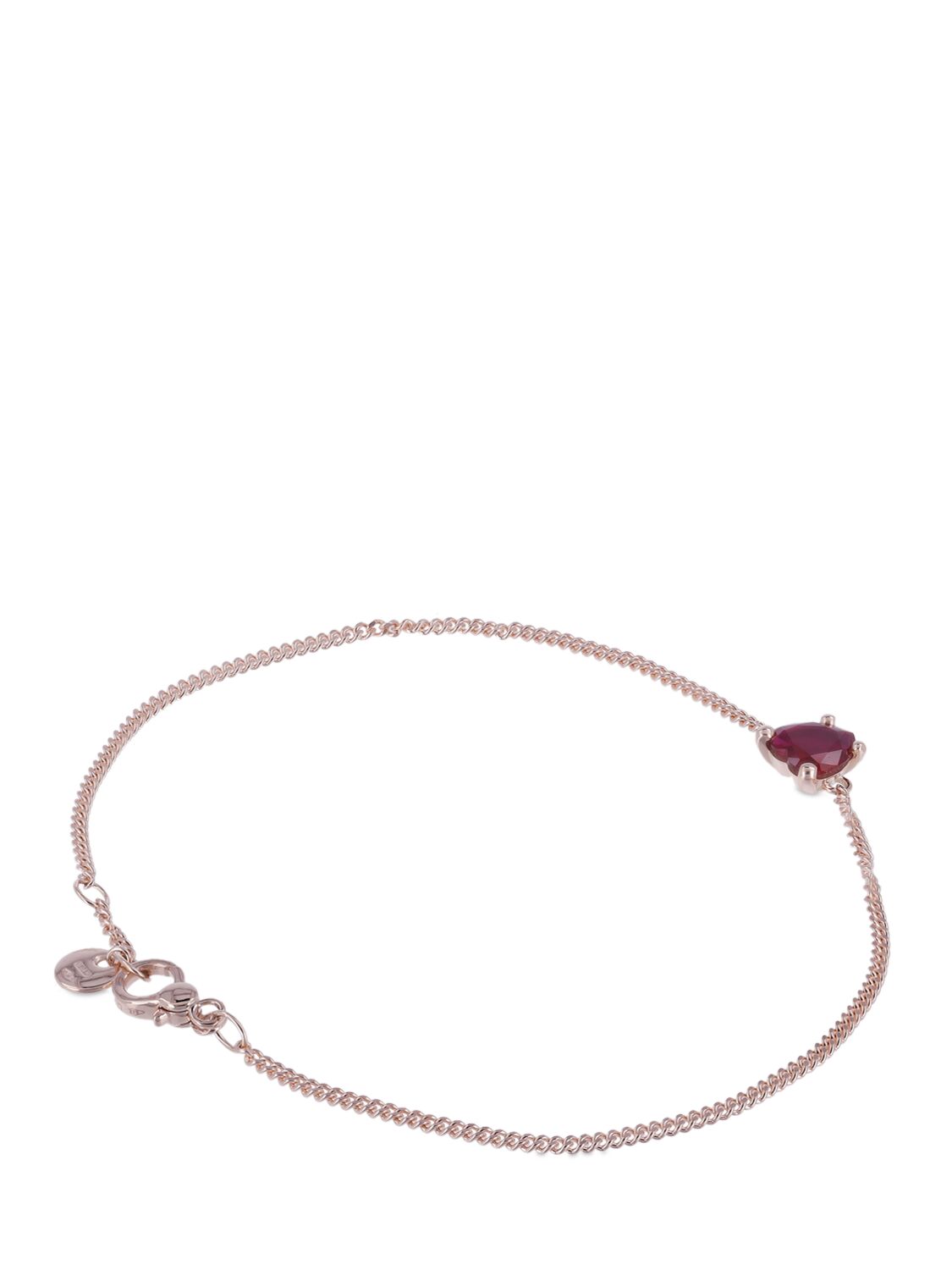 Shop Dodo 9kt Heart Synthetic Ruby Bracelet In Gold,fuchsia