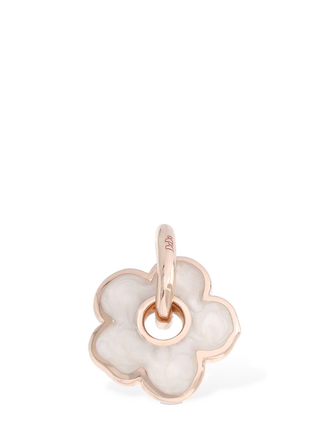 Dodo 9kt Rose Gold & Mop Effect Flower Charm In White,gold