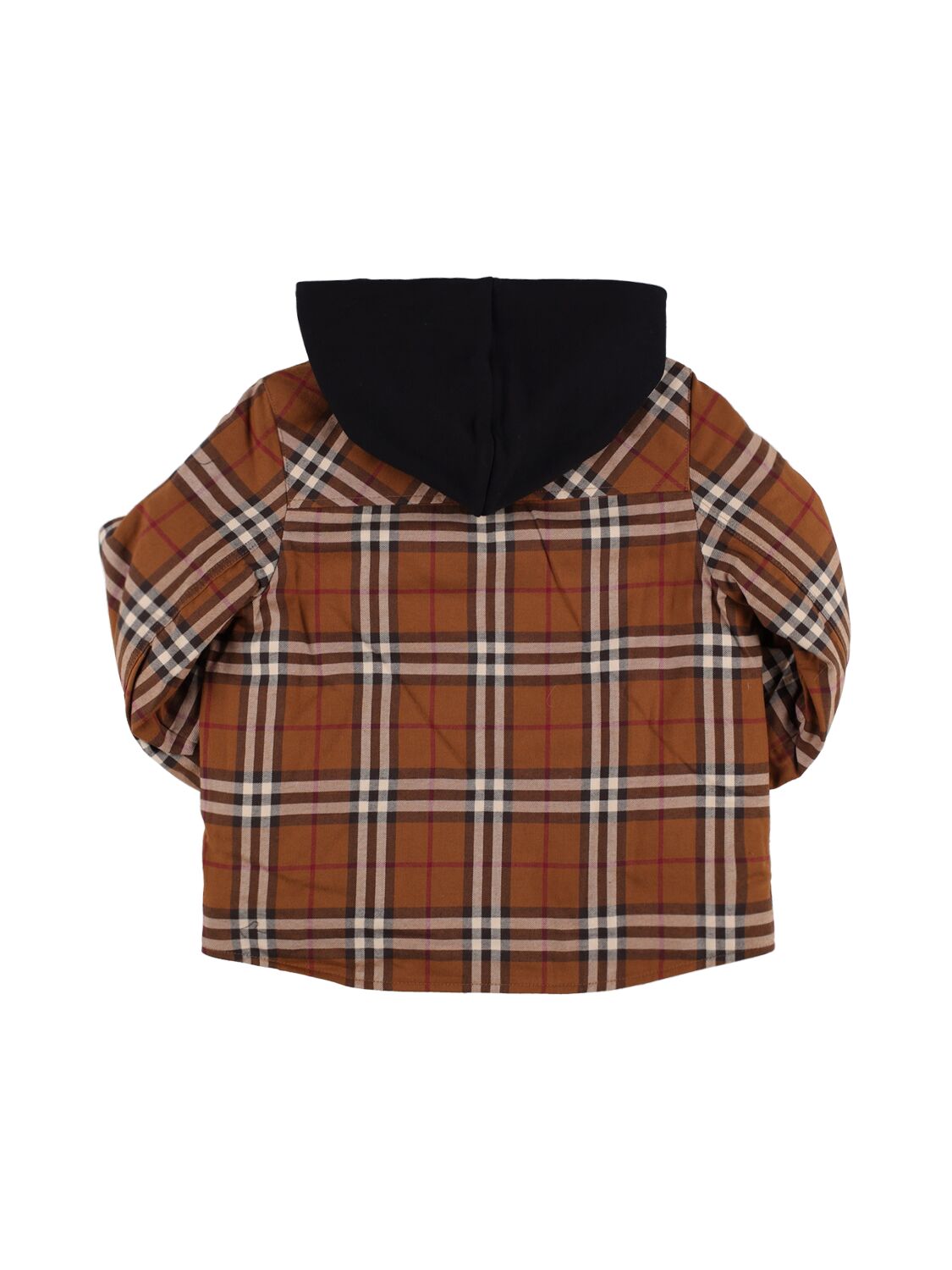 Shop Burberry Check Print Cotton Hooded Jacket In Brown