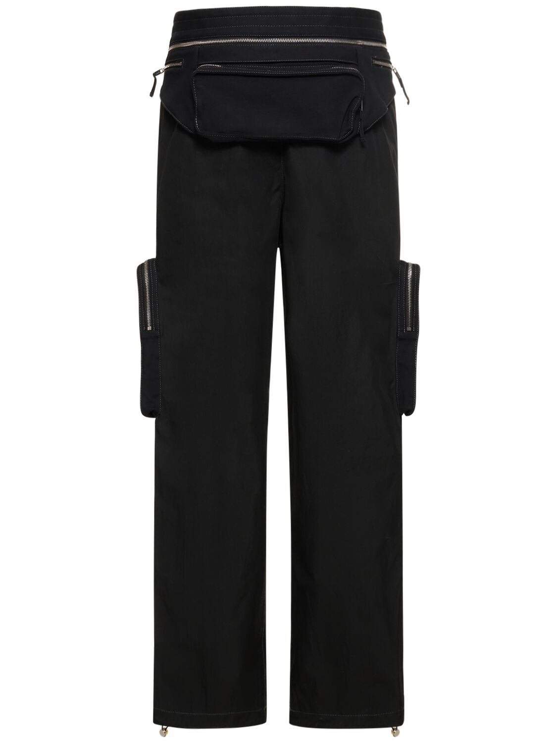 Shop Dion Lee Organic Cotton Cargo Pants W/belt Bag In Black