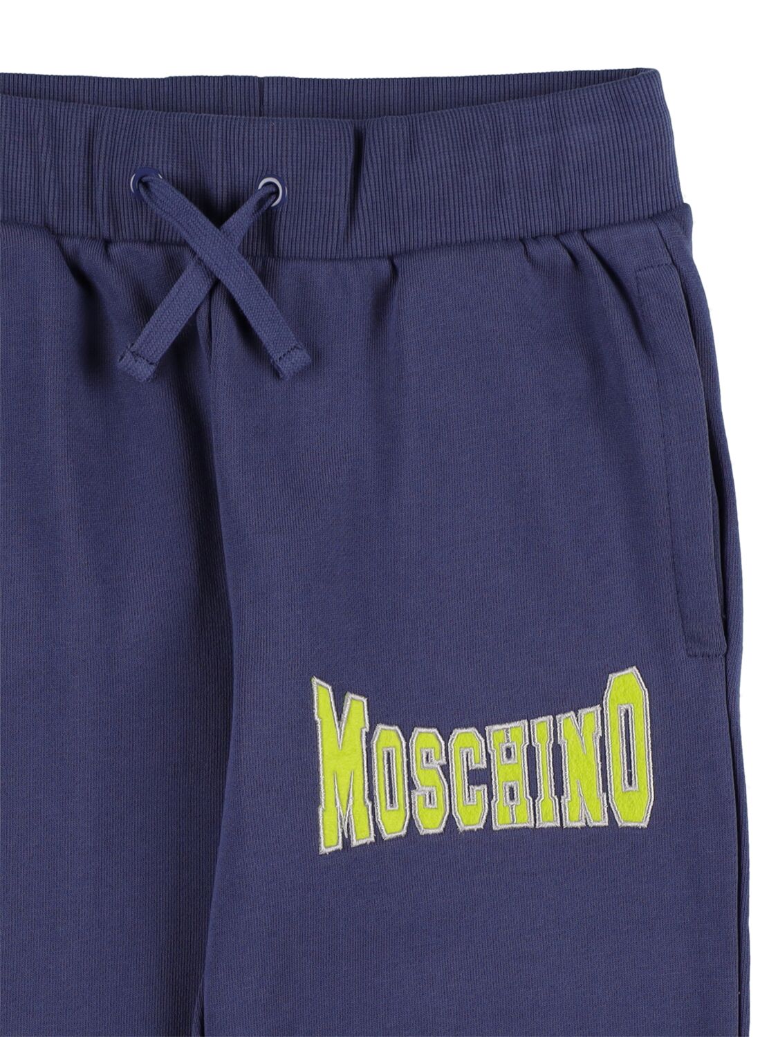 Shop Moschino Logo Cotton Sweatpants In Navy