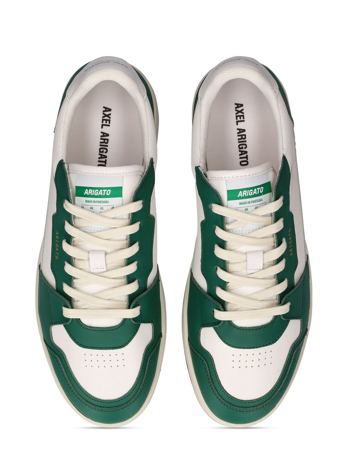 Shop Axel Arigato Dice Low Leather Sneakers In White,green