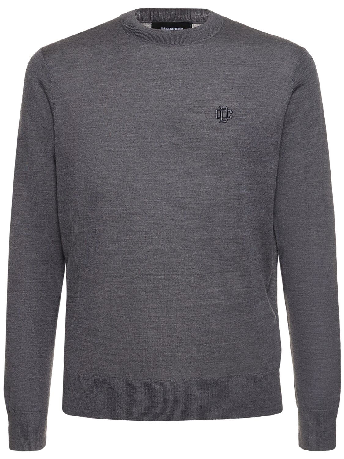 Dsquared2 Virgin Wool Sweater W/logo In Dark Grey
