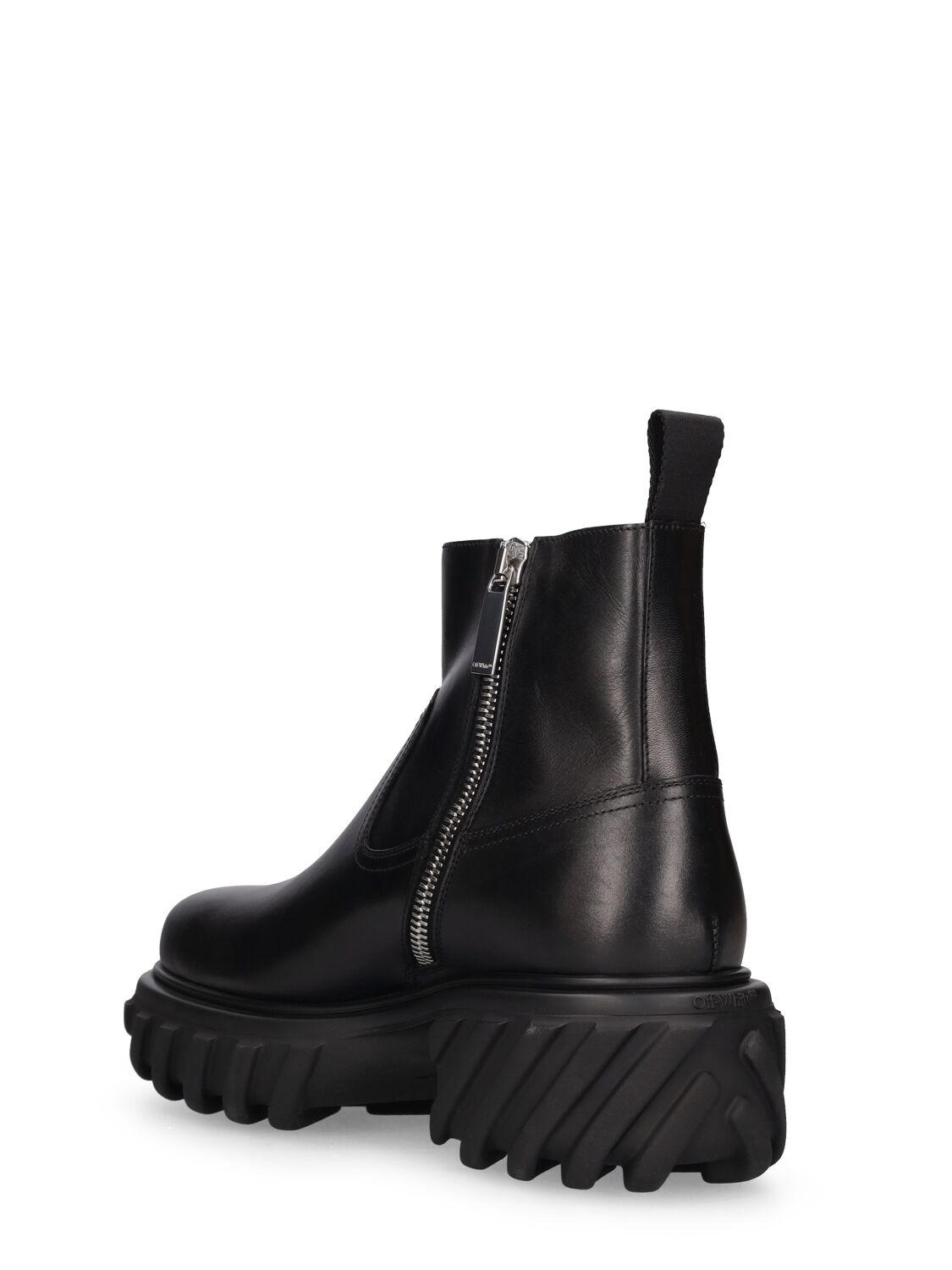 Shop Off-white Tractor Motor Leather Ankle Boots In Black