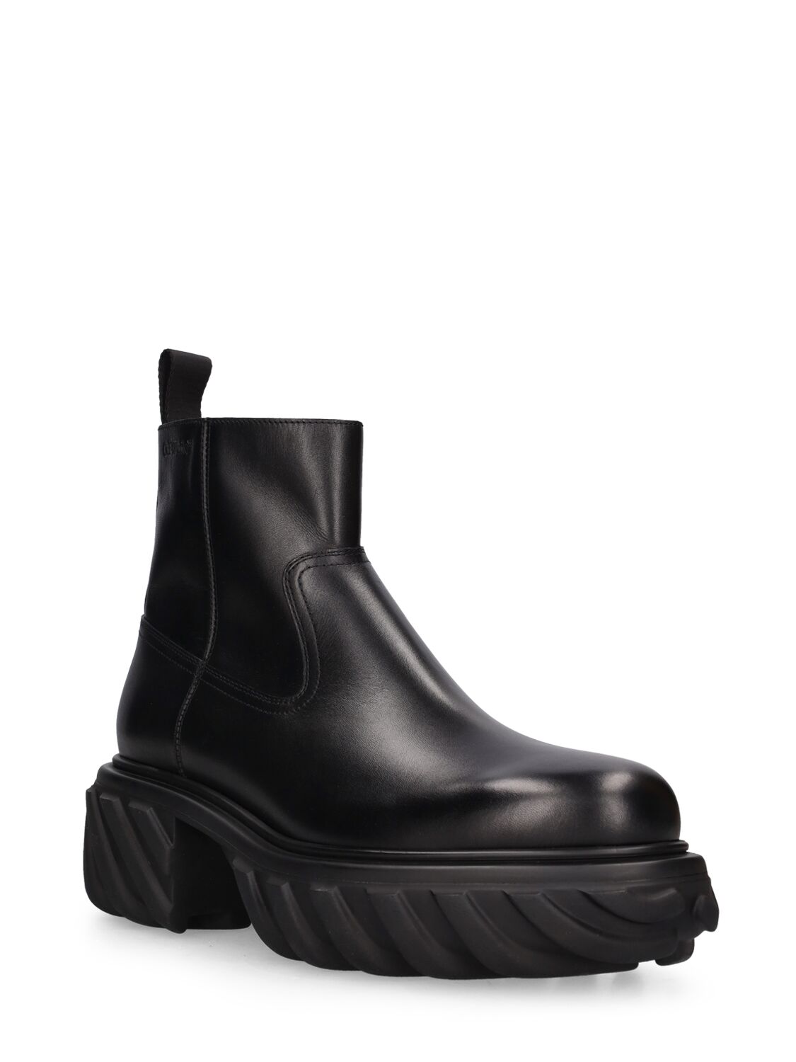 Shop Off-white Tractor Motor Leather Ankle Boots In Black