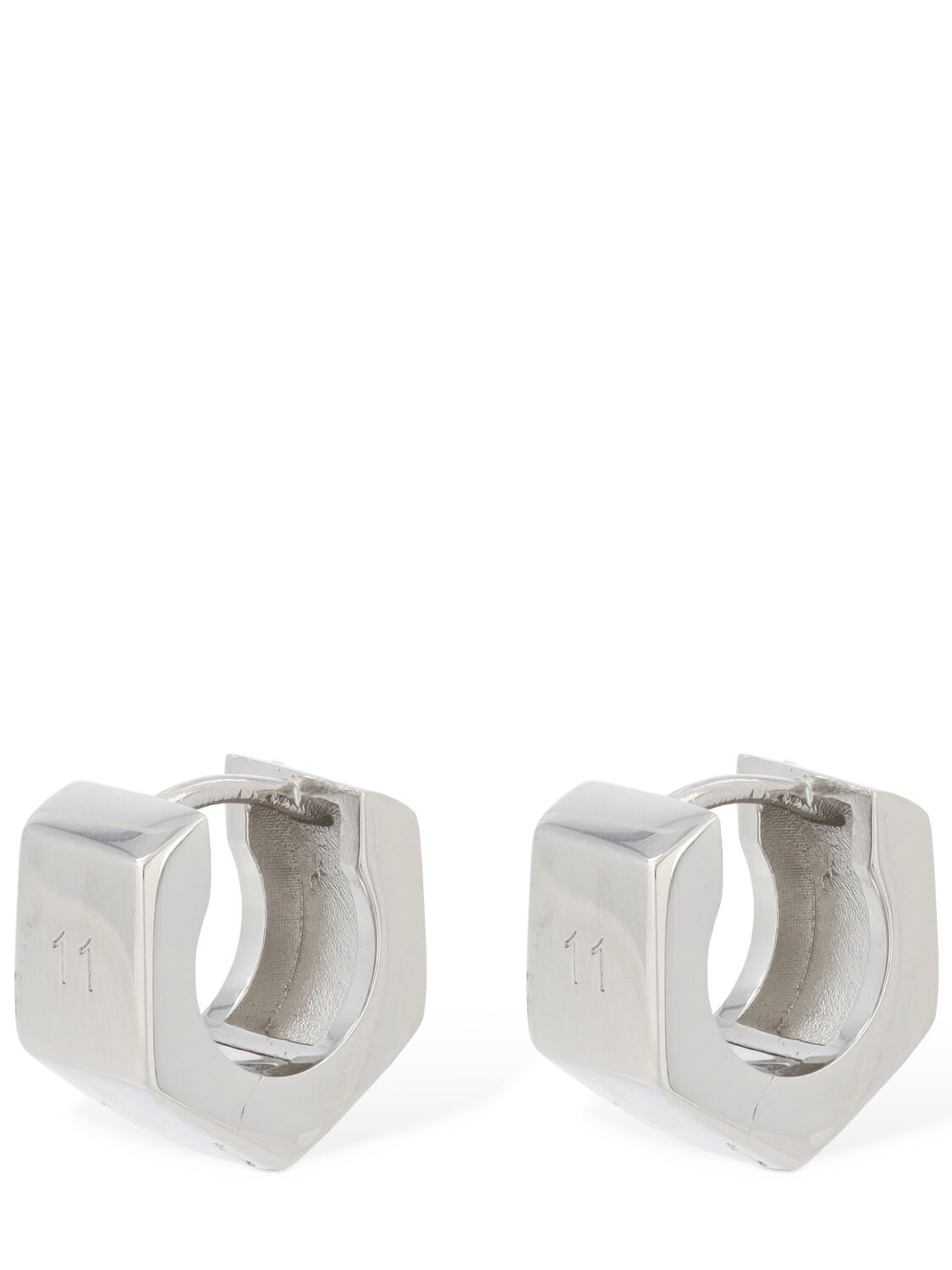 Shop Maison Margiela Bolt & Nut Hoop Earrings In Palladium