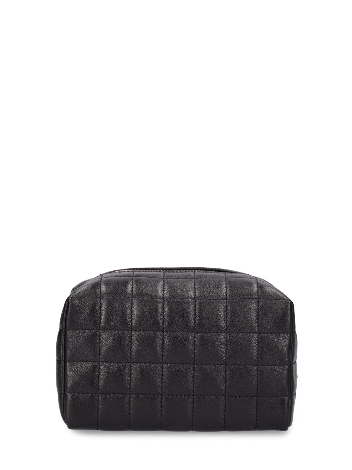 Shop Saint Laurent Small Cassandre Leather Makeup Bag In Black