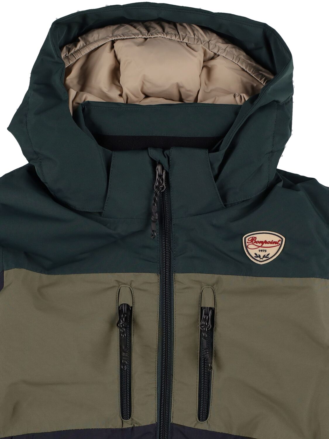 Shop Bonpoint Domus Hooded Down Parka In Green,navy