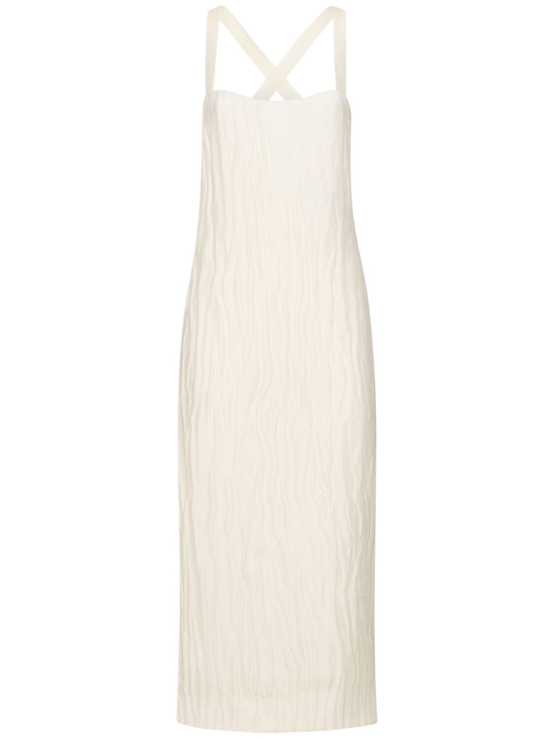 Shop Khaite Fabia Viscose & Silk Midi Dress In White