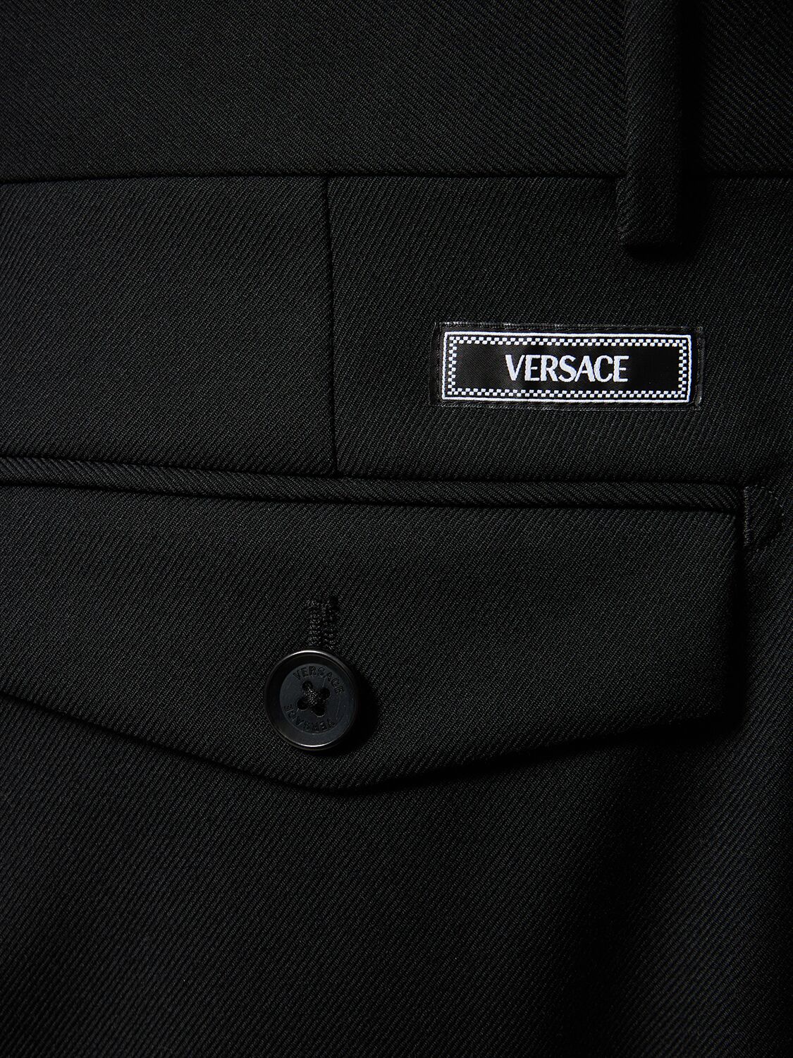 Shop Versace Formal Wool Pants In Black