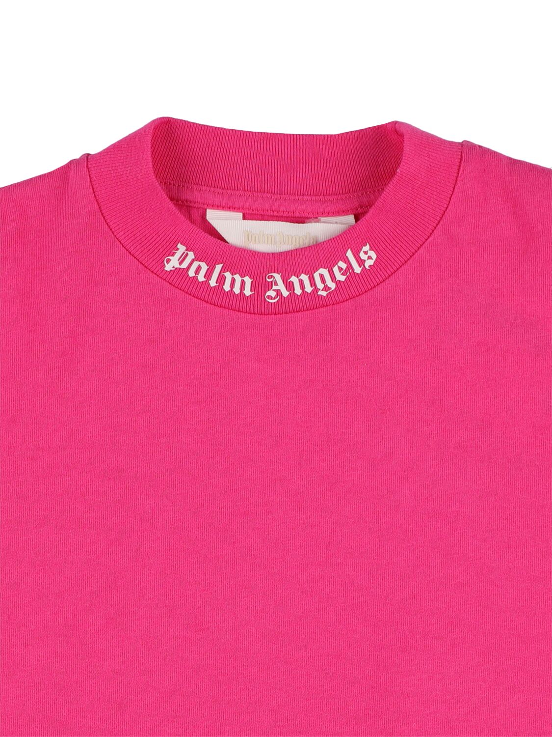 Palm Angels Girls Fuchsia Whi Kids logo-print Cotton-jersey T-Shirt 4-12 Years 4 Years