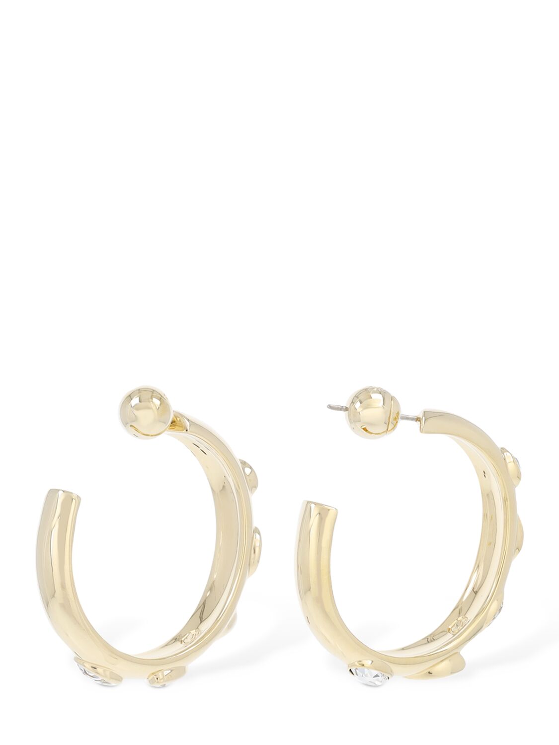 Shop Swarovski Dextera  Hoop Earrings In Gold,crystal
