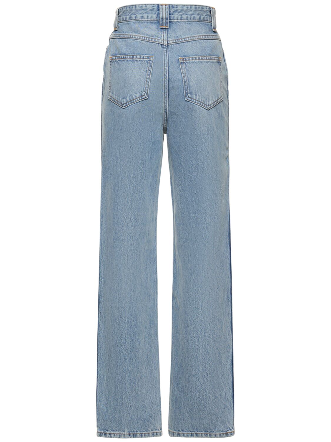 Shop Khaite Albi Cotton Denim Straight Jeans In Blue