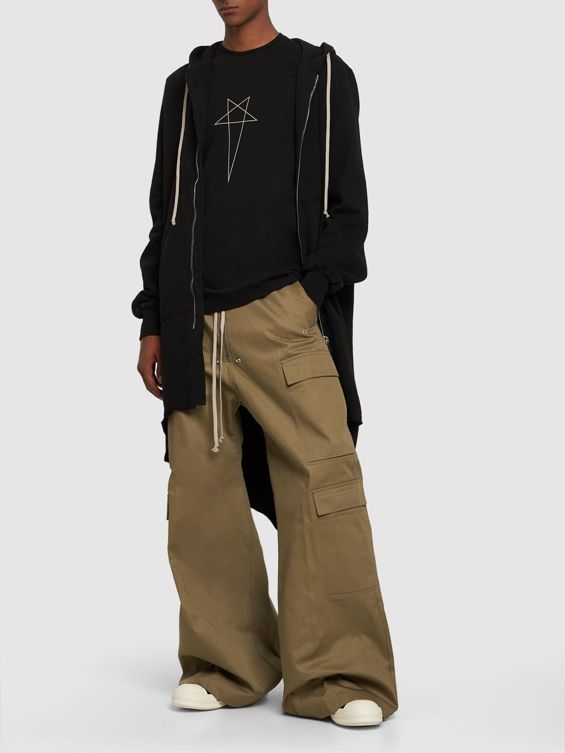 Shop Rick Owens Drkshdw Hooded Fishtail Zipped Sweatshirt In Black