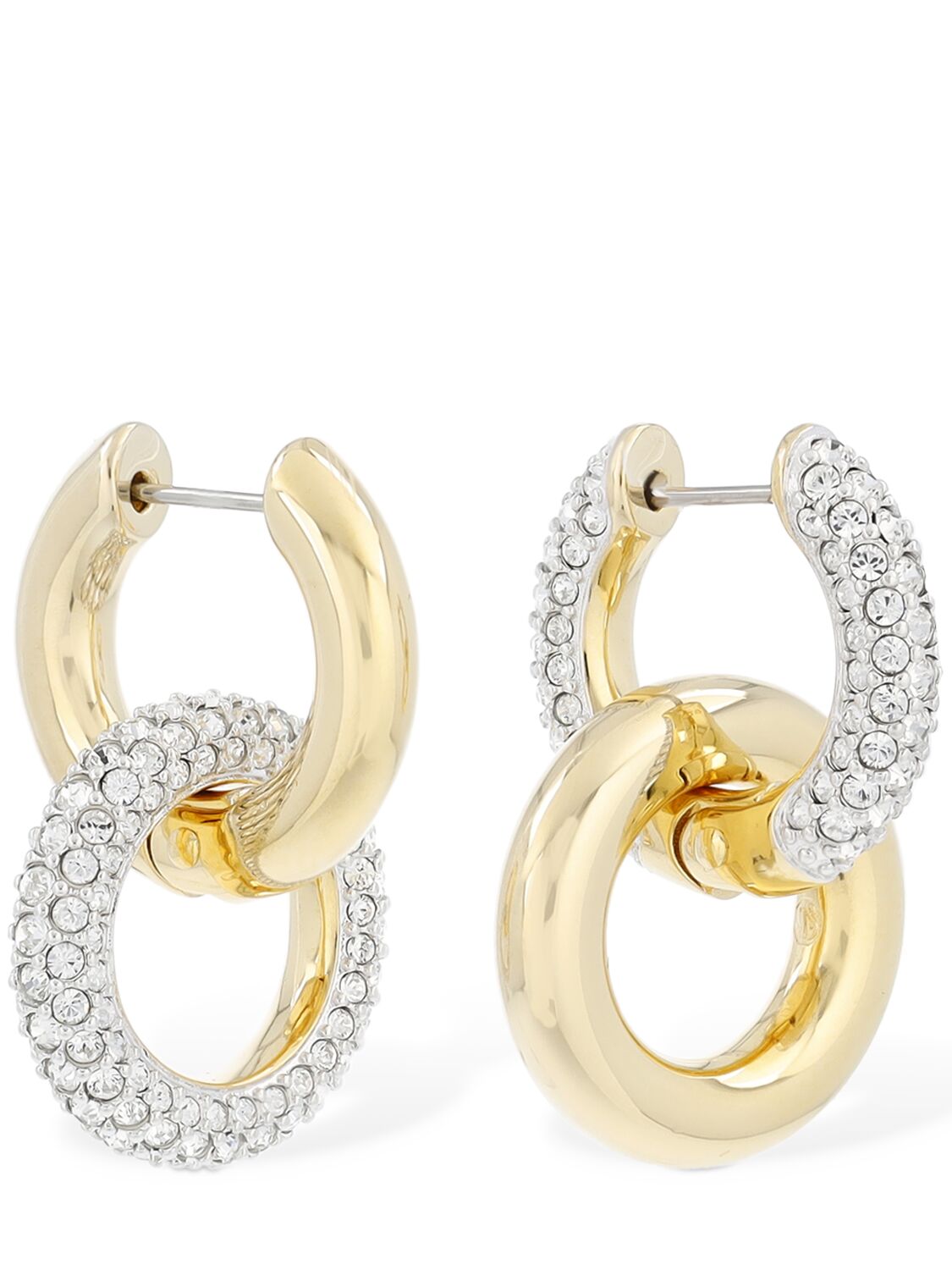 Shop Swarovski Dextera Interlinked  Earrings In Gold,crystal