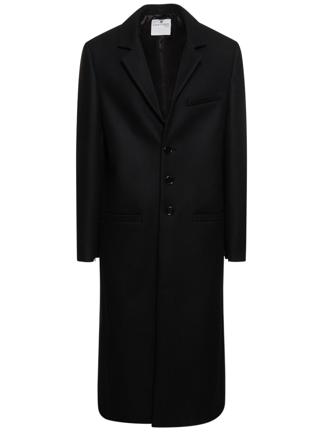 Courrèges Wool Blend Tailored Coat In Black