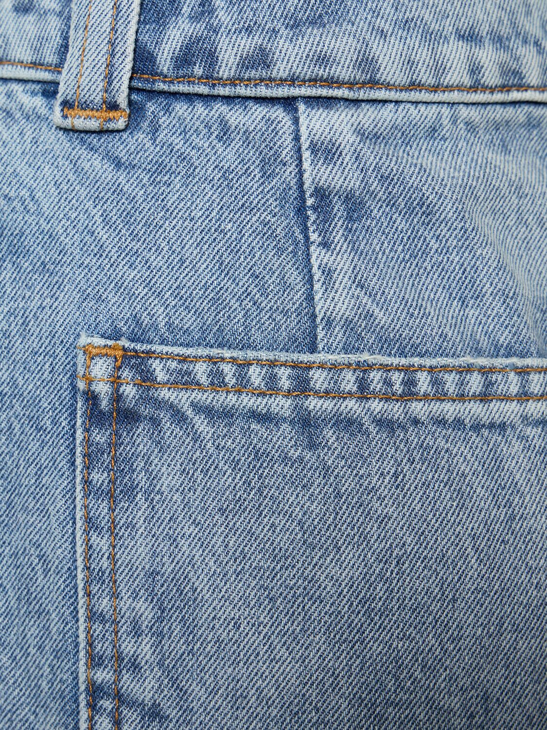 Shop Khaite Isla Wide Cotton Denim Jeans In Blue