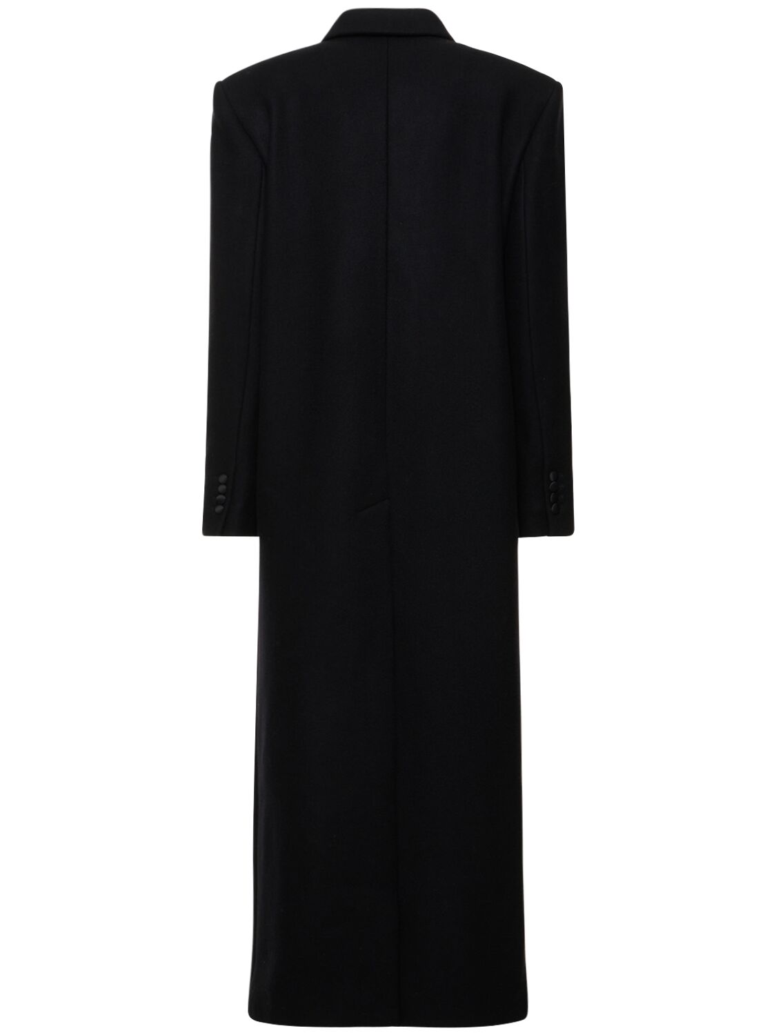 Shop Magda Butrym Wool Twill Double Breasted Long Coat In Black