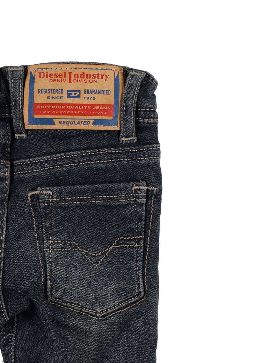 Shop Diesel Washed Stretch Cotton Denim Jeans