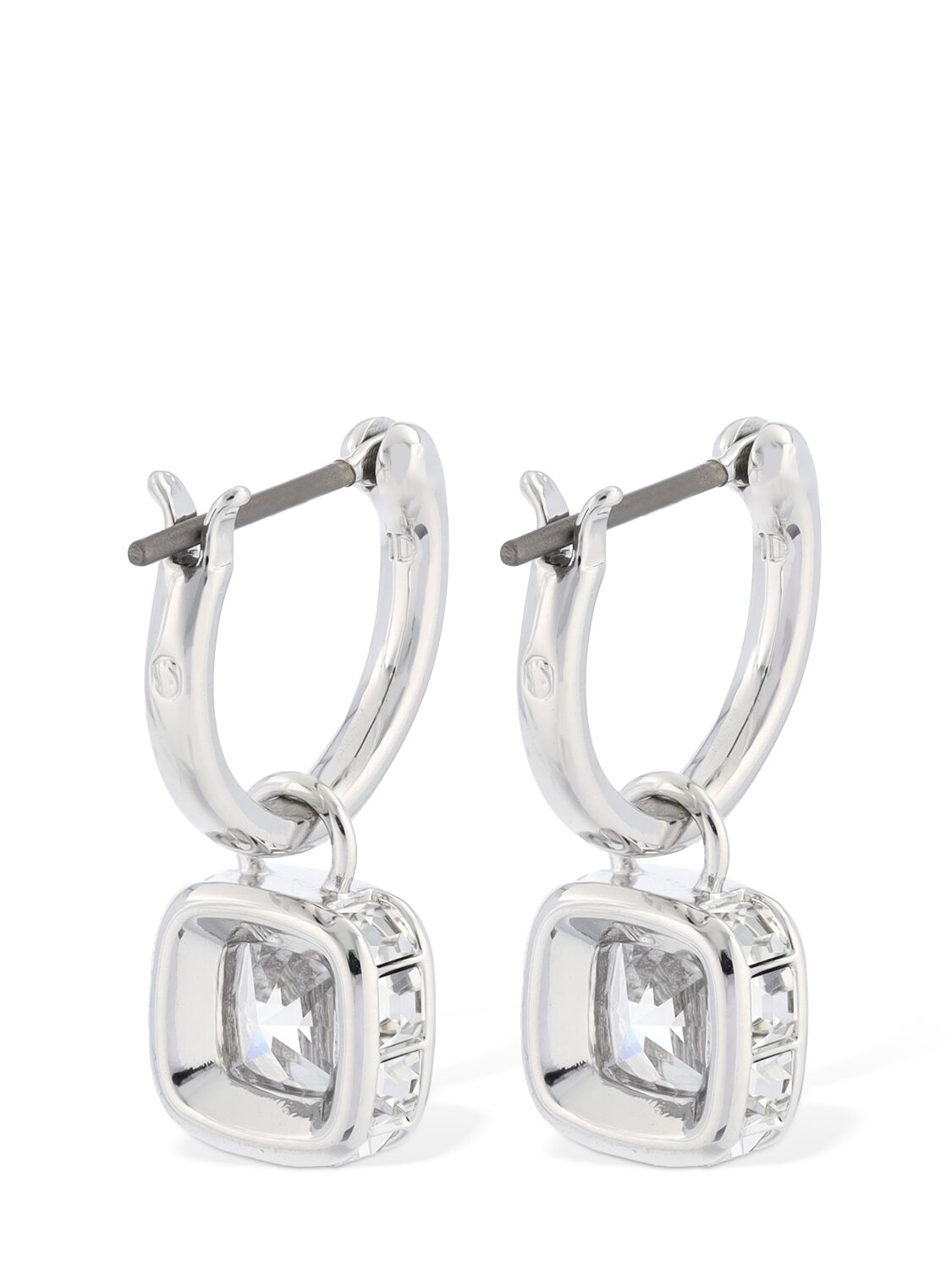 Shop Swarovski Stilla  Mini Hoop Earrings In Silver