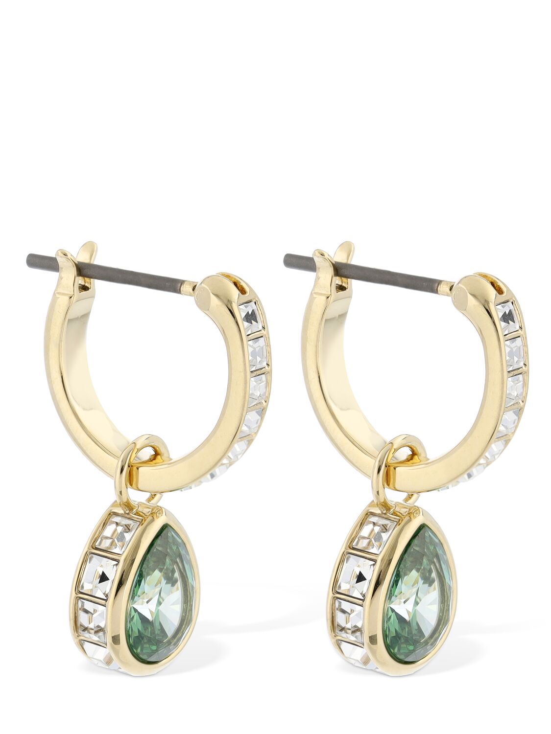 Swarovski Stilla  Mini Hoop Earrings In Green,crystal