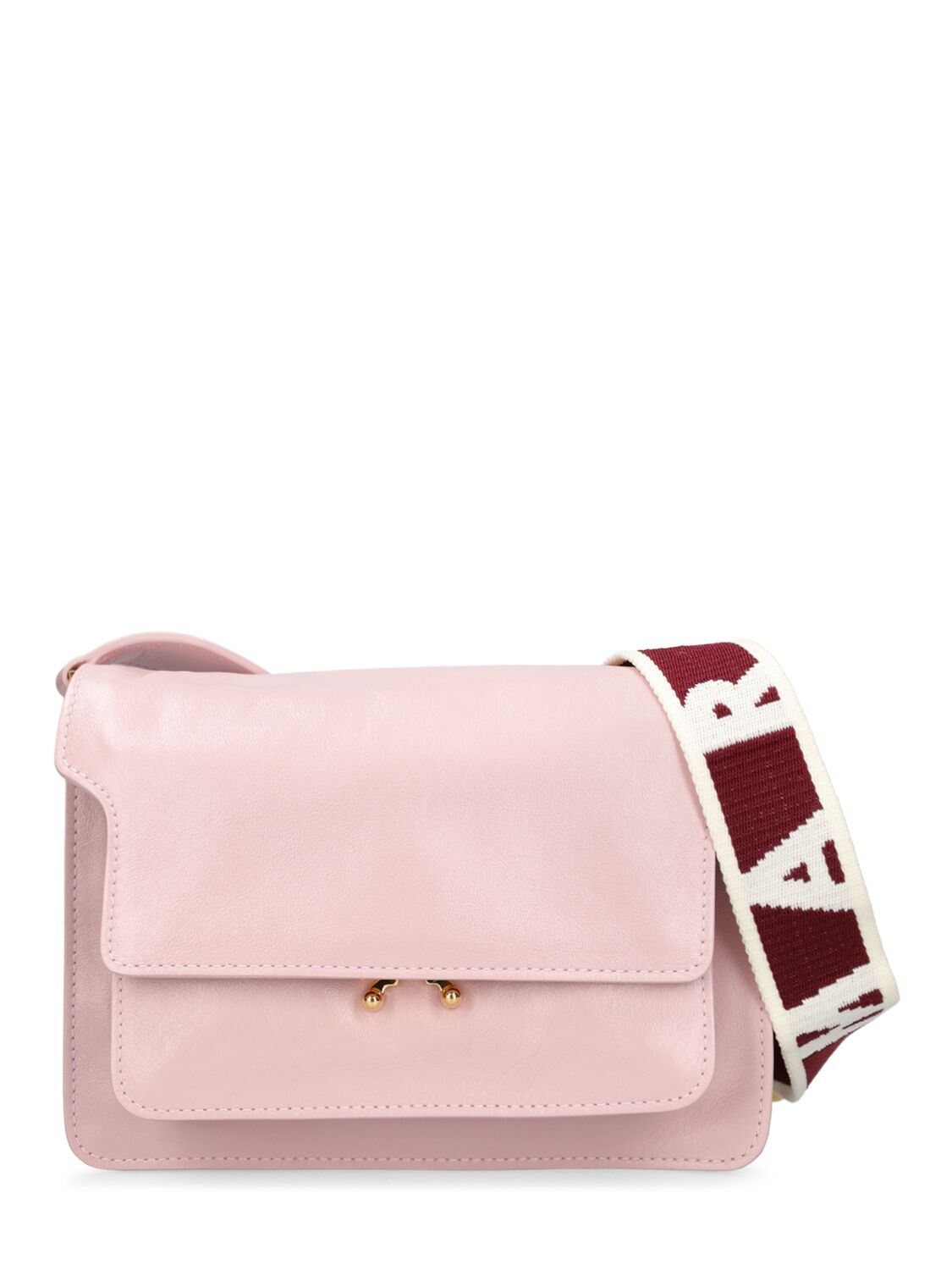Marni Trunk Medium Leather Shoulder Bag In Light Pink