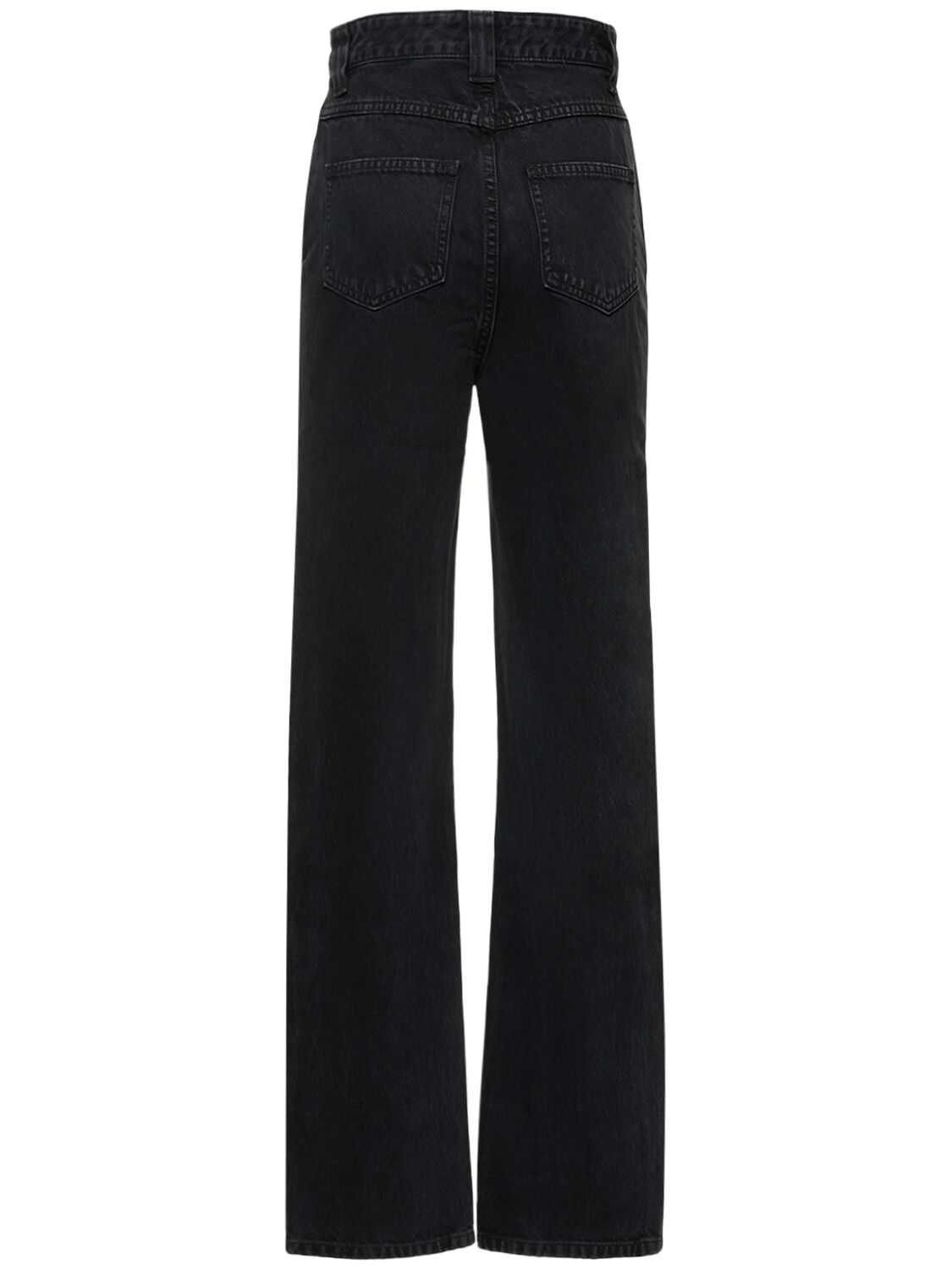 Shop Khaite Albi Cotton Denim Straight Jeans In Black