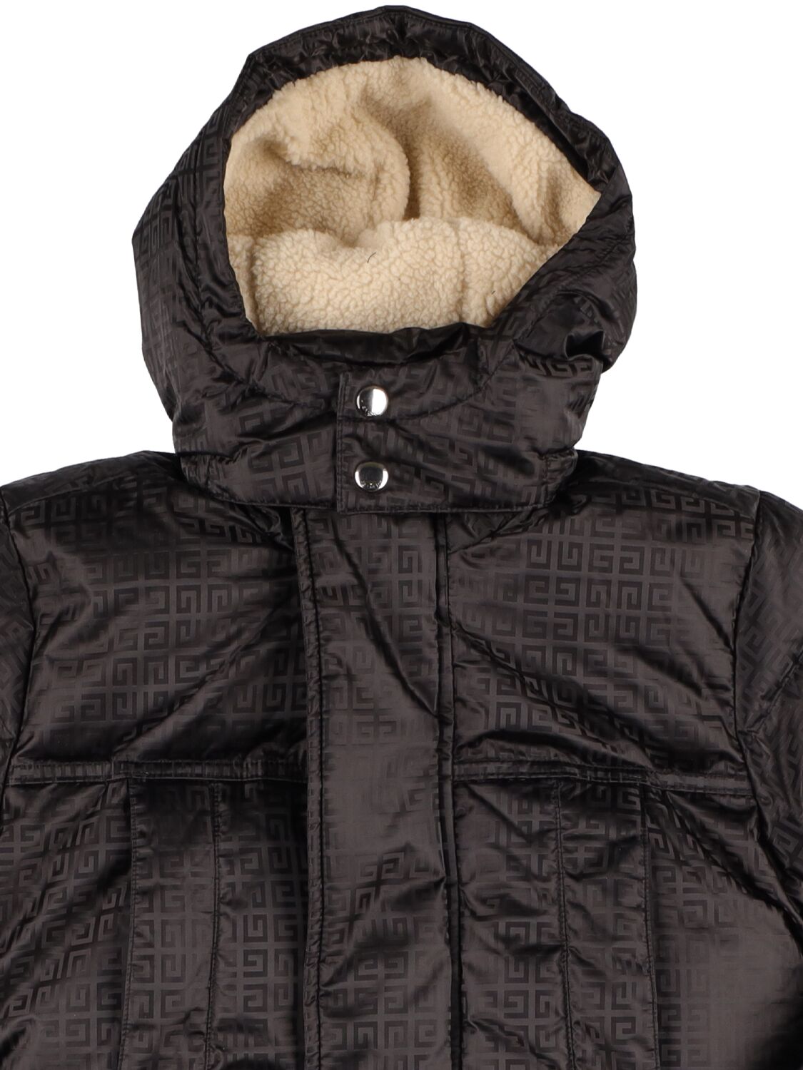 Shop Givenchy Logo Printed Nylon Down Jacket W/ Hood In Black