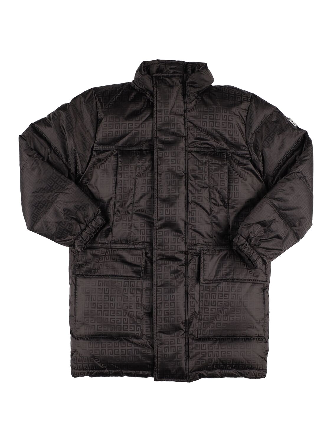 Shop Givenchy Logo Printed Nylon Down Jacket W/ Hood In Black