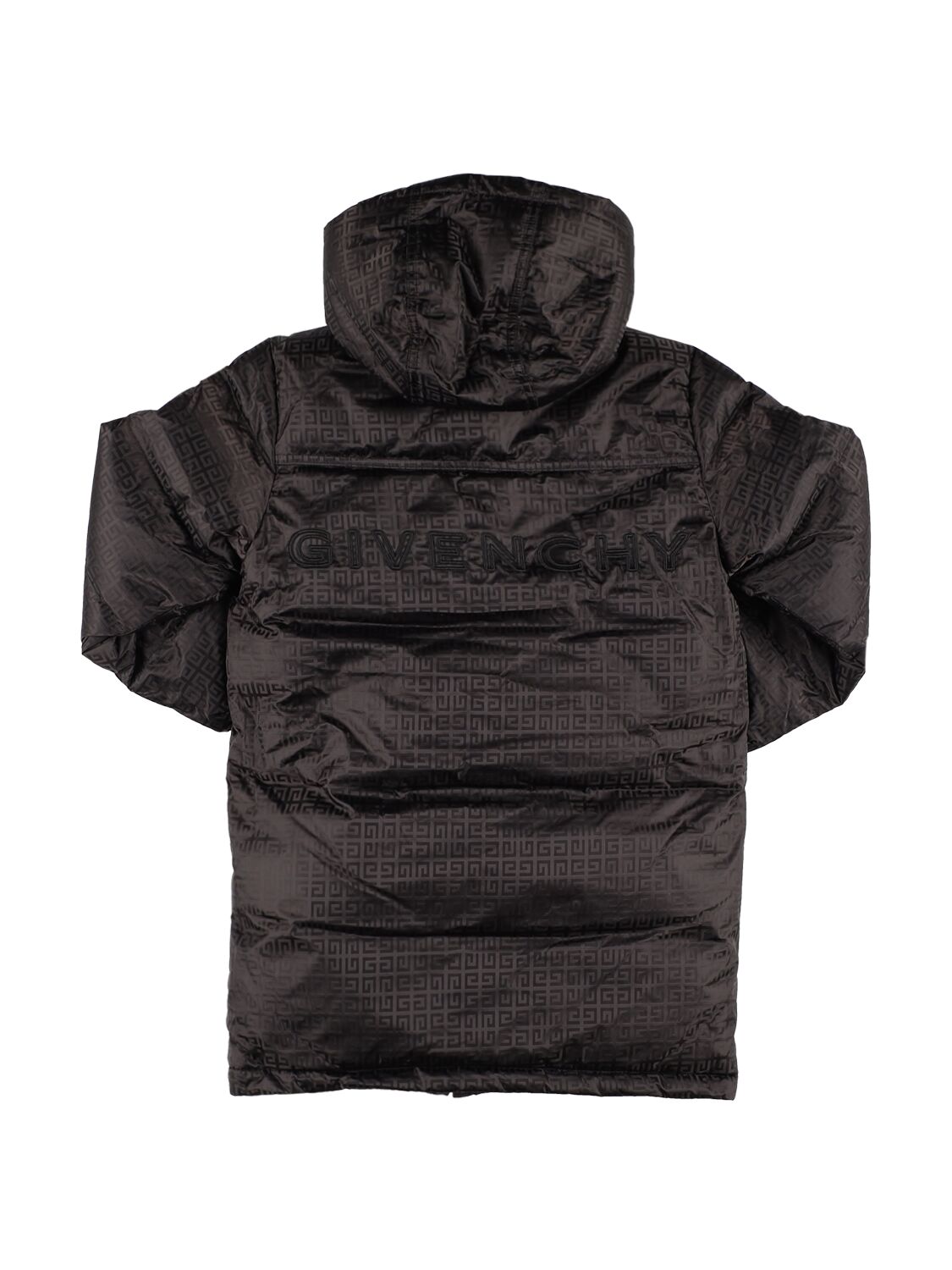 Shop Givenchy Logo Printed Nylon Down Jacket W/ Hood In Black