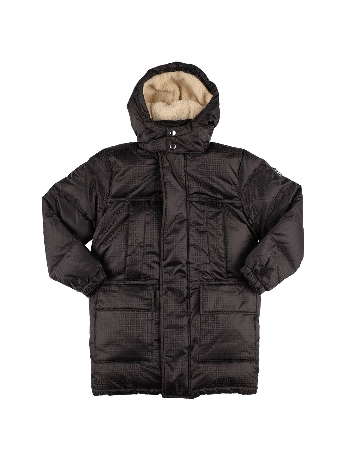 Givenchy Logo Printed Nylon Down Jacket W/ Hood In Black