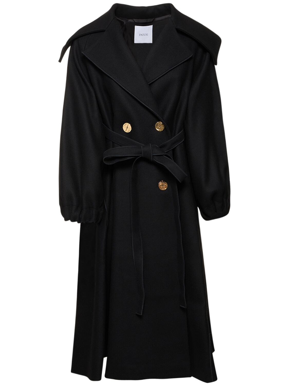 Image of Wool Belted Double Breasted Trench Coat