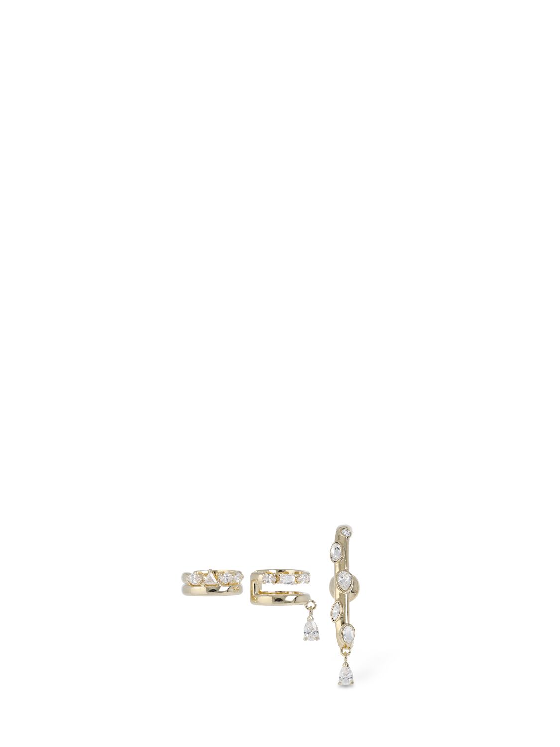 Image of Dextera Swarovski Set Of 3 Earrings