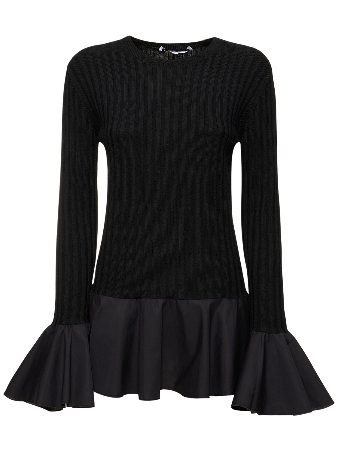 Pull-over En Maille De Laine Côtelée À Volants - JW ANDERSON - Modalova
