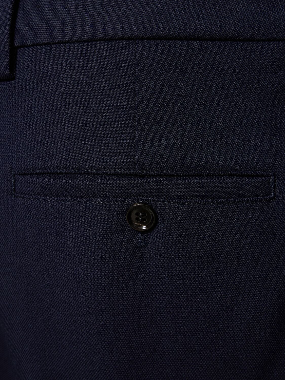 Shop Ami Alexandre Mattiussi Wool Gabardine Wide Pants In Midnight Blue