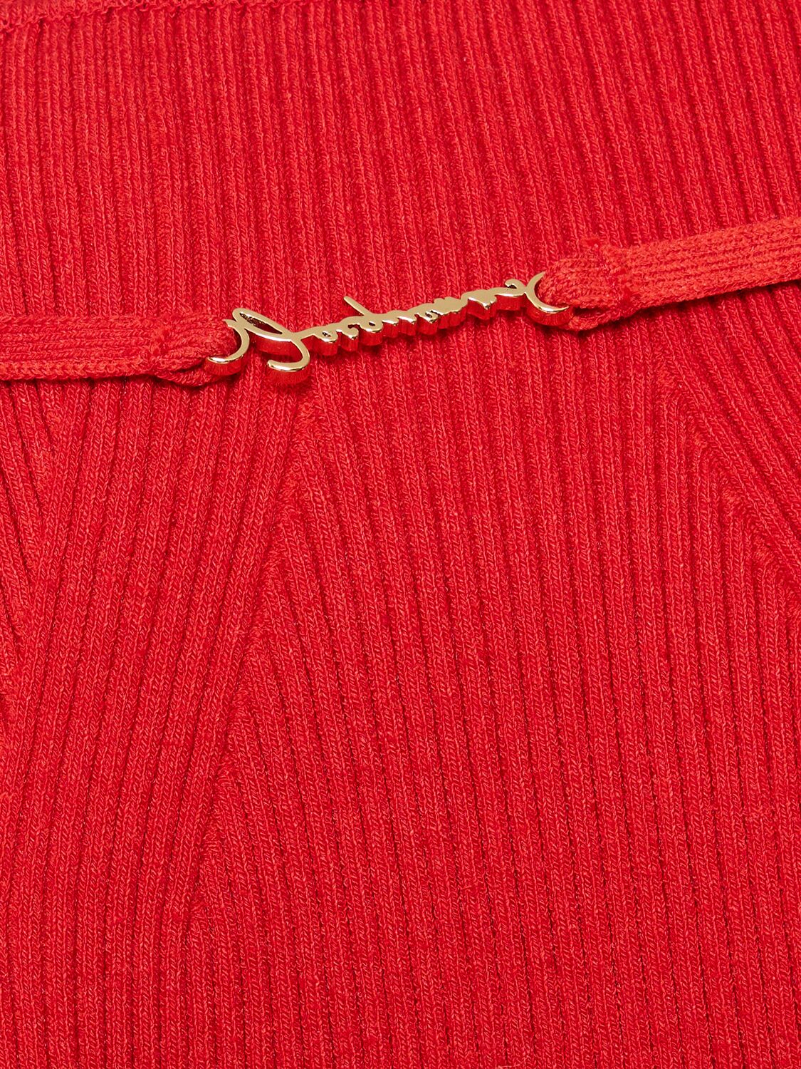 Shop Jacquemus La Robe Sierra Ribbed Jersey Midi Dress In Red