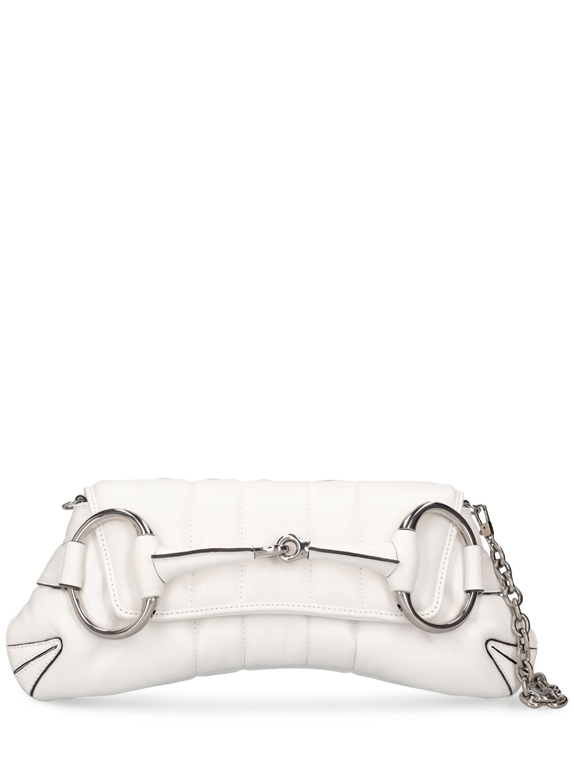 Gucci Medium  Horsebit Chain Leather Bag In Great White