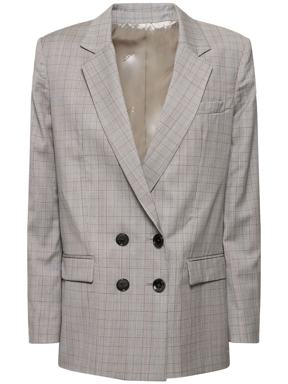 Isabel Marant Manelle Double Breasted Wool Blazer In Light Grey