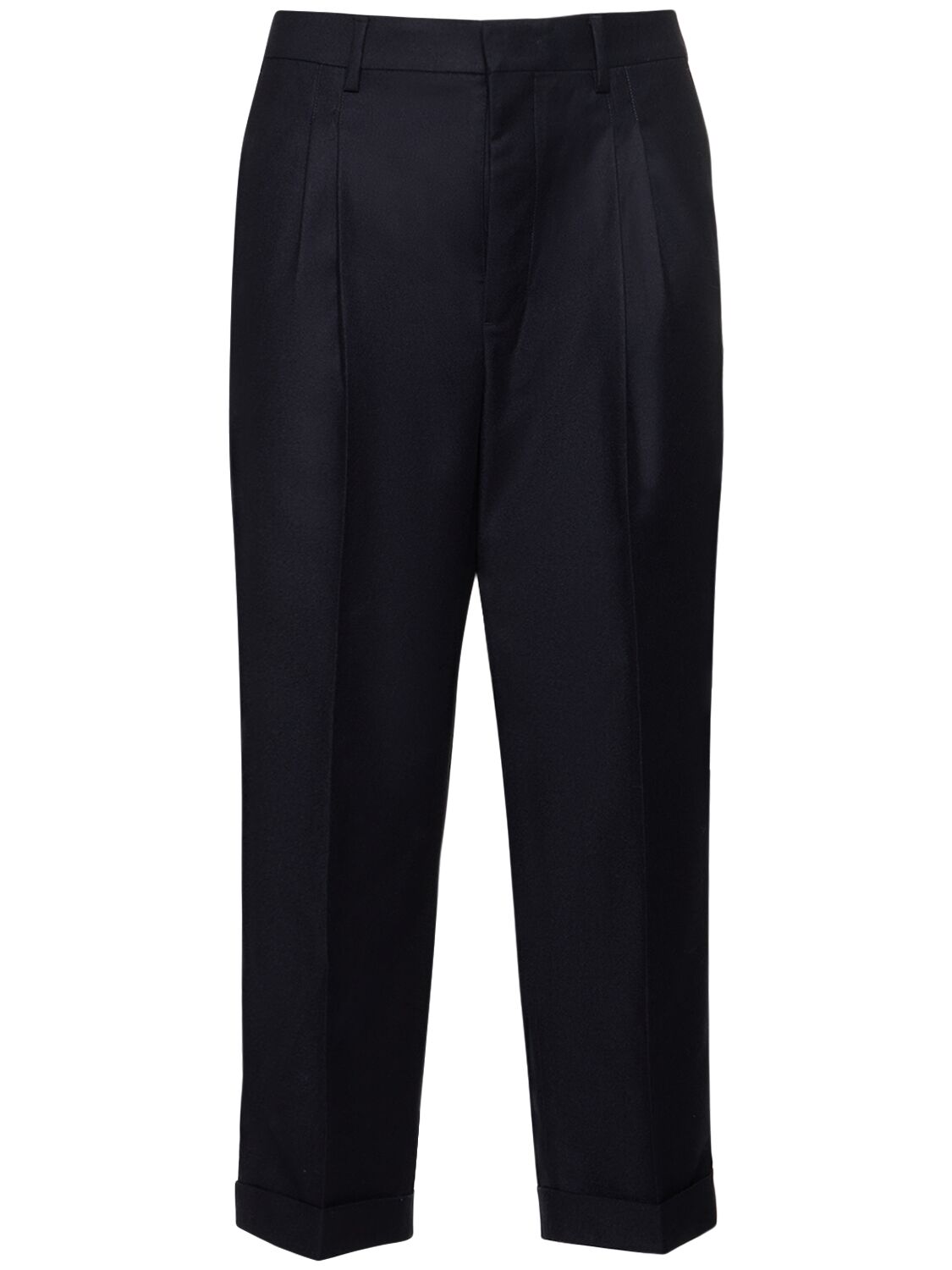 Ami Alexandre Mattiussi Wool Cropped Pants In Midnight Blue