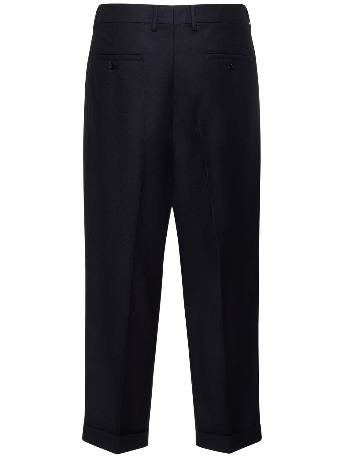 Shop Ami Alexandre Mattiussi Wool Cropped Pants In Midnight Blue